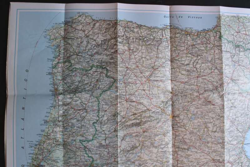 Geographia Folded Pocket Map Portugal and Spain 1975