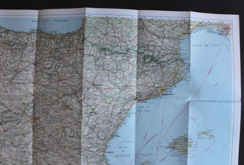 Geographia Folded Pocket Map Portugal and Spain 1975