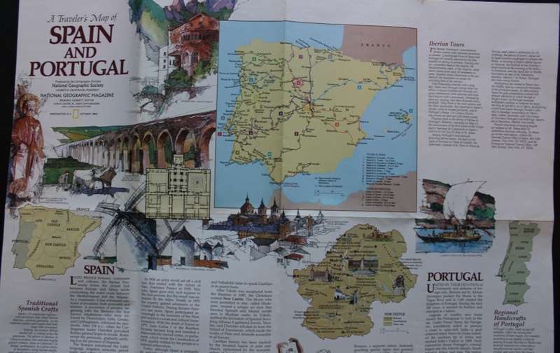National Geographic Folded Map A Travelers Map of Spain and Portugal Oct 1984