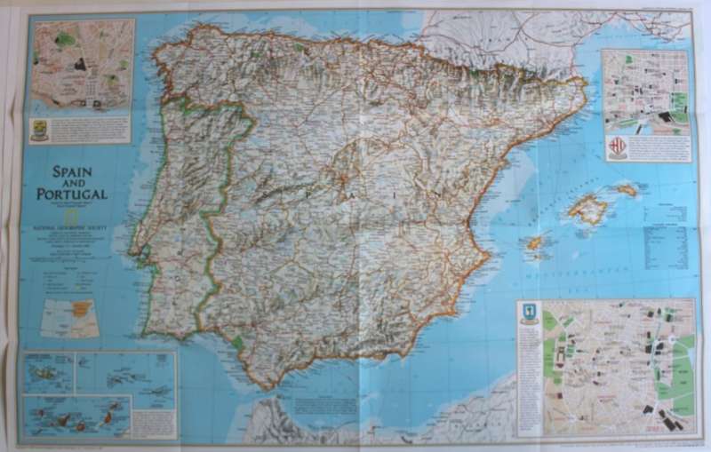 National Geographic Folded Map A Travelers Map of Spain and Portugal Oct 1984