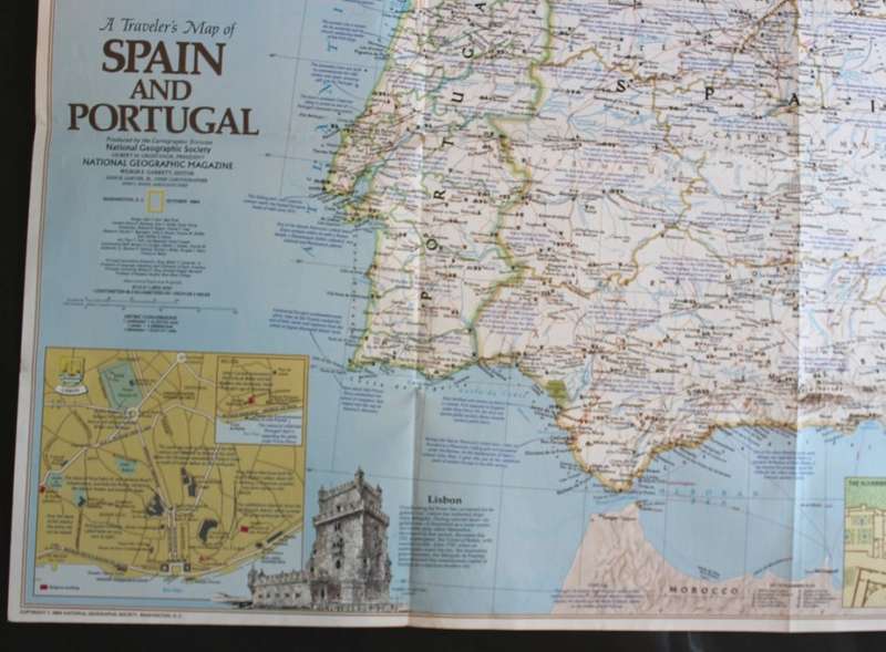National Geographic Folded Map A Travelers Map of Spain and Portugal Oct 1984