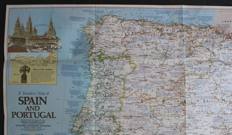 National Geographic Folded Map A Travelers Map of Spain and Portugal Oct 1984