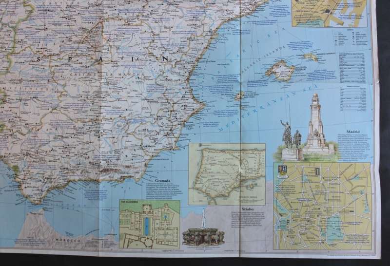 National Geographic Folded Map A Travelers Map of Spain and Portugal Oct 1984
