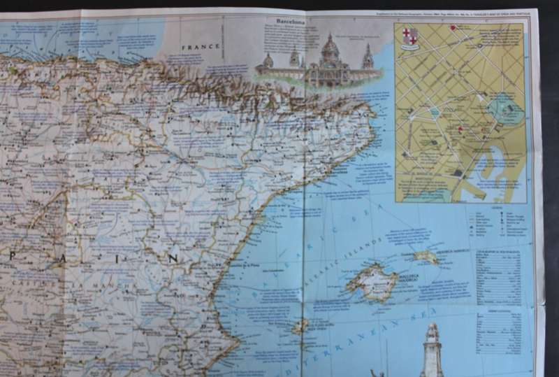 National Geographic Folded Map A Travelers Map of Spain and Portugal Oct 1984