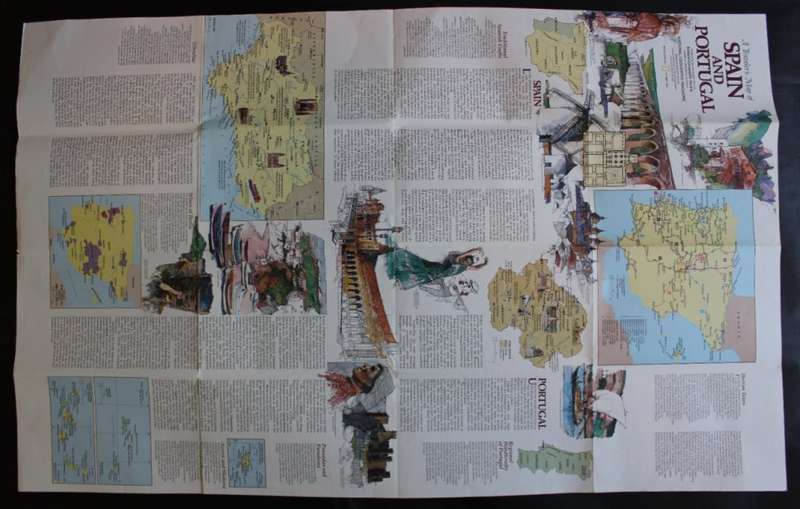 National Geographic Folded Map A Travelers Map of Spain and Portugal Oct 1984