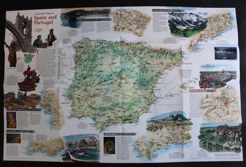 National Geographic Folded Map A Travelers Map of Spain and Portugal Dec 1998