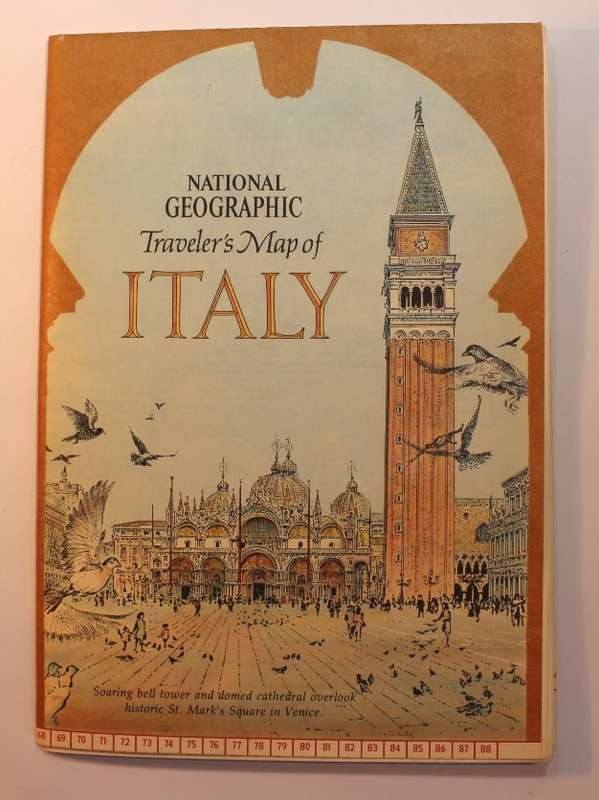 Vintage National Geographic Folded Map A Travelers Map of Italy June 1970.