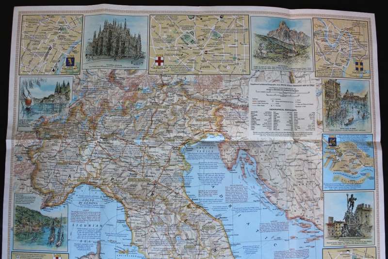 Vintage National Geographic Folded Map A Travelers Map of Italy June 1970.