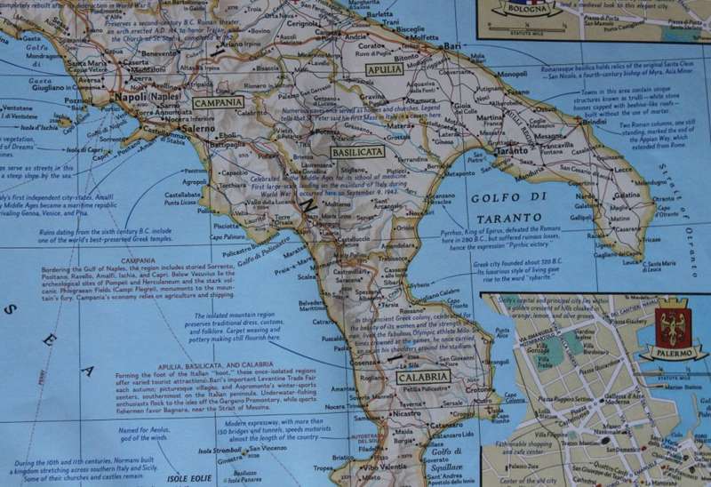 Vintage National Geographic Folded Map A Travelers Map of Italy June 1970.