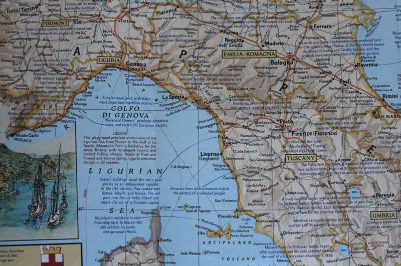 Vintage National Geographic Folded Map A Travelers Map of Italy June 1970.