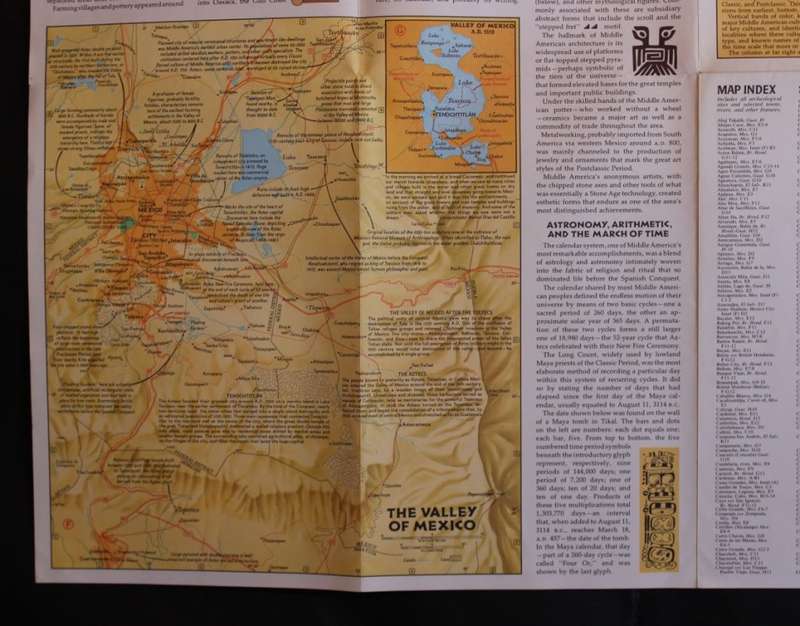 National Geographic Folded Map Archaeological Map Of Middle America Oct 1968