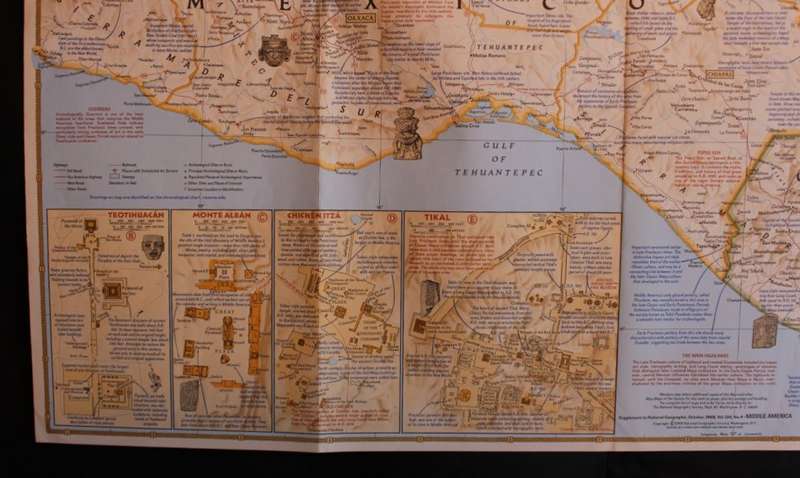 National Geographic Folded Map Archaeological Map Of Middle America Oct 1968