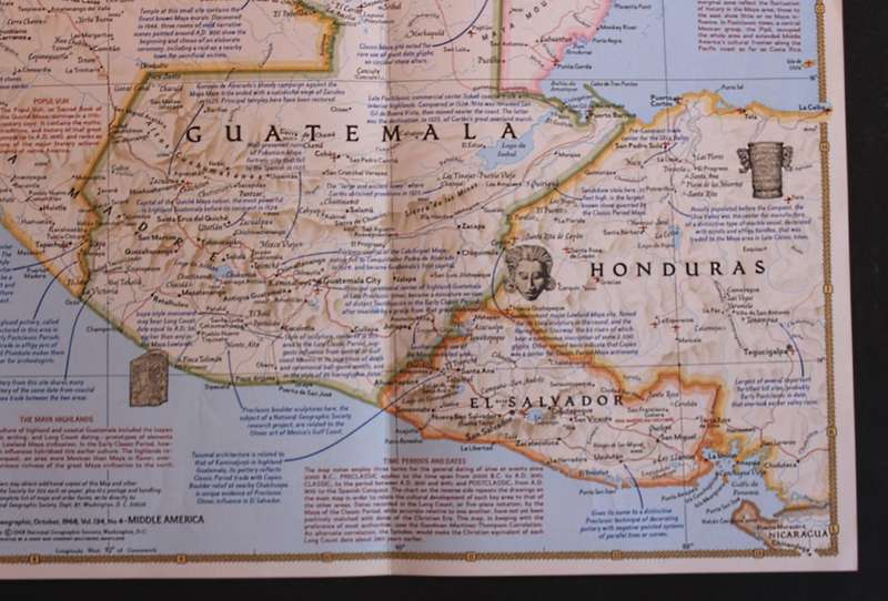 National Geographic Folded Map Archaeological Map Of Middle America Oct 1968