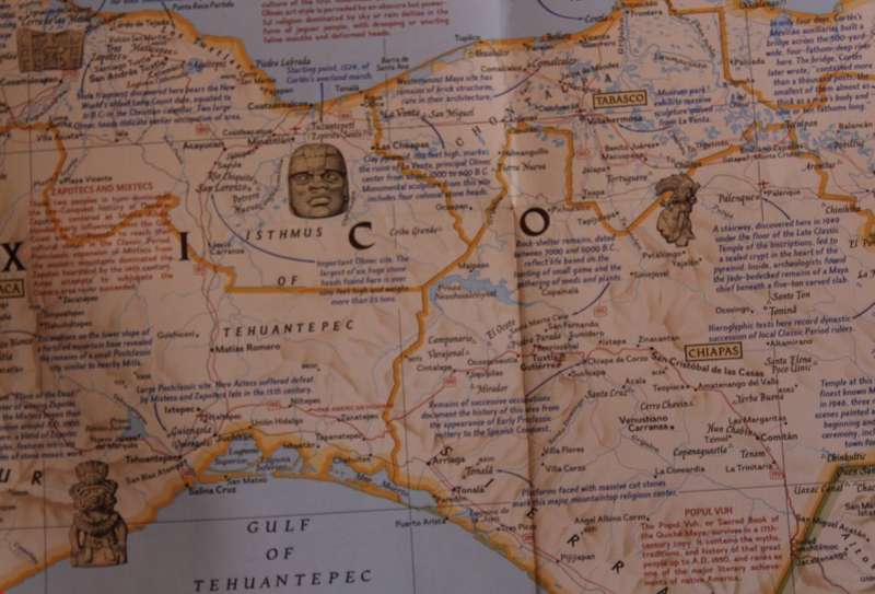 National Geographic Folded Map Archaeological Map Of Middle America Oct 1968