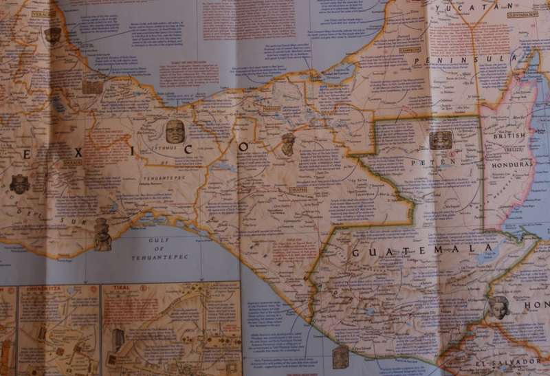 National Geographic Folded Map Archaeological Map Of Middle America Oct 1968