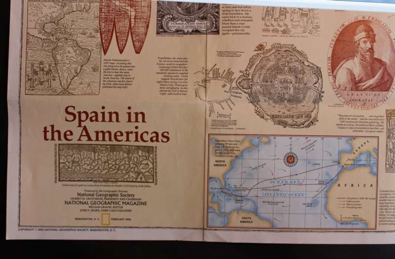 National Geographic Folded Map of Spain In The Americas Feb 1992