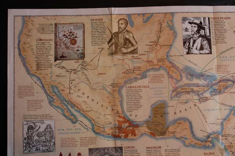 National Geographic Folded Map of Spain In The Americas Feb 1992