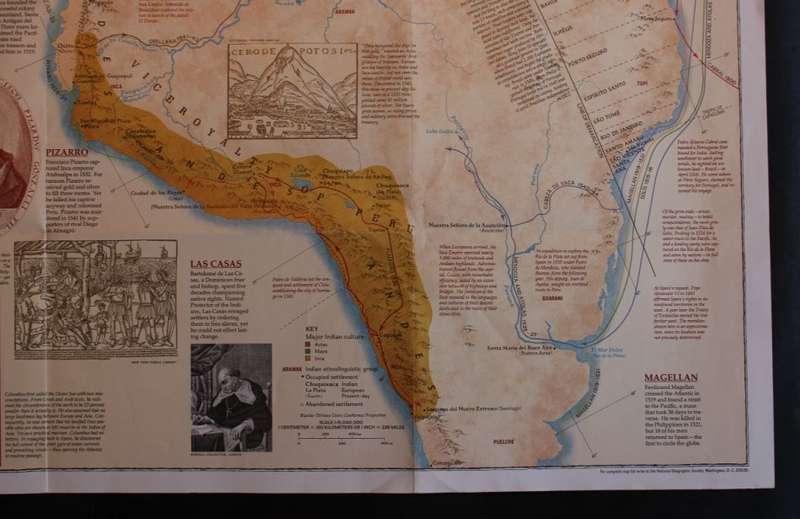 National Geographic Folded Map of Spain In The Americas Feb 1992