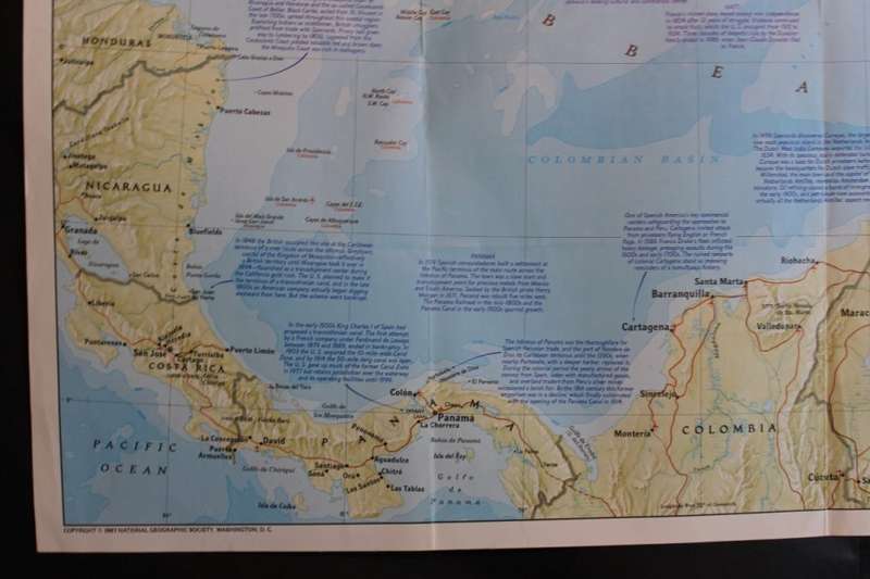 National Geographic Folded Map of the West Indies Nov 1987.