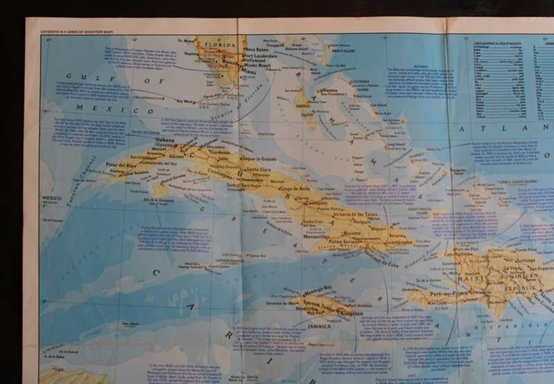 National Geographic Folded Map of the West Indies Nov 1987.