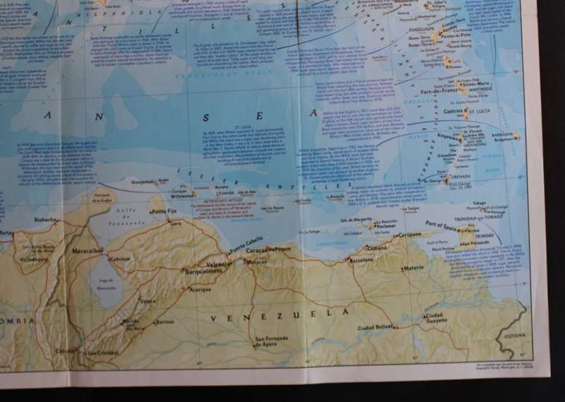 National Geographic Folded Map of the West Indies Nov 1987.