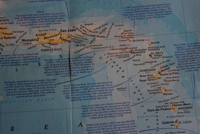 National Geographic Folded Map of the West Indies Nov 1987.