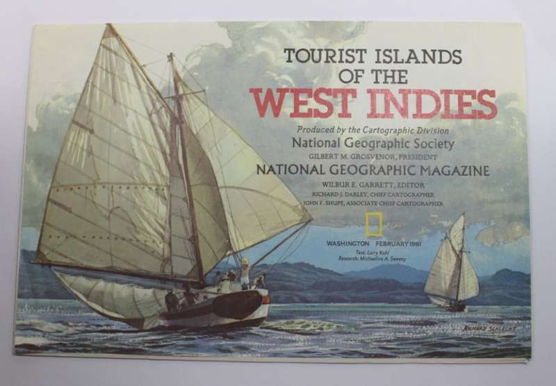National Geographic Folded Map of Central America and the West Indies Feb 1981