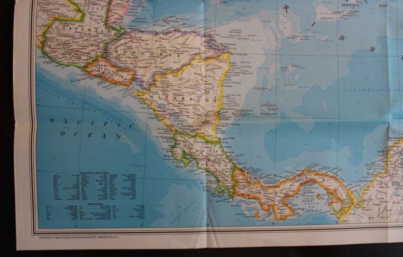 National Geographic Folded Map of Central America and the West Indies Feb 1981
