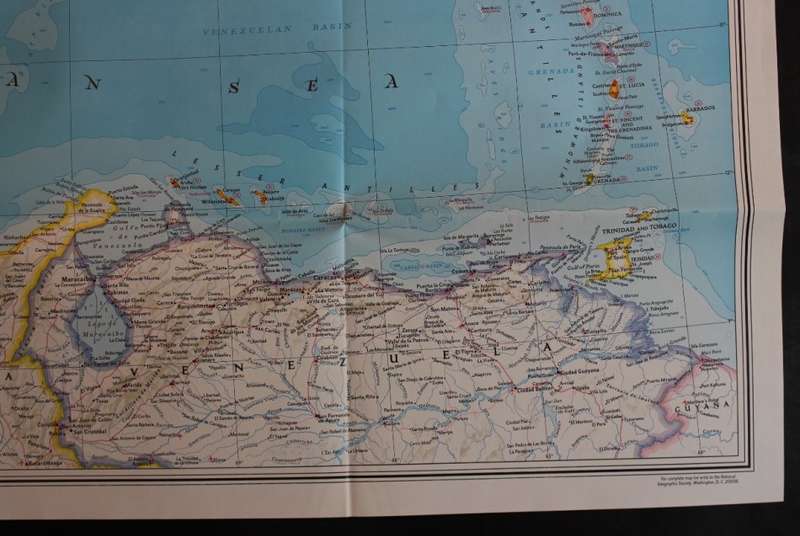 National Geographic Folded Map of Central America and the West Indies Feb 1981