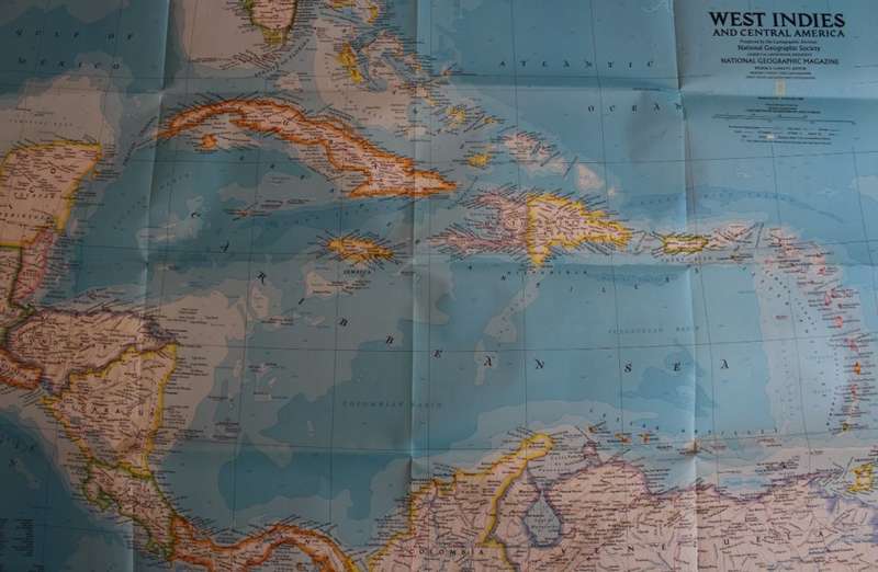 National Geographic Folded Map of Central America and the West Indies Feb 1981