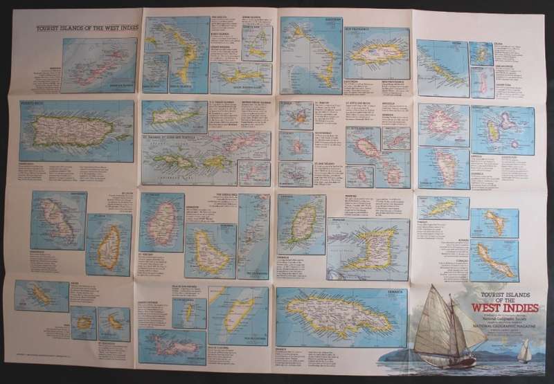 National Geographic Folded Map of Central America and the West Indies Feb 1981