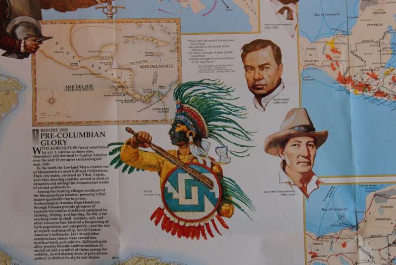 National Geographic Folded Map of Central America April 1986