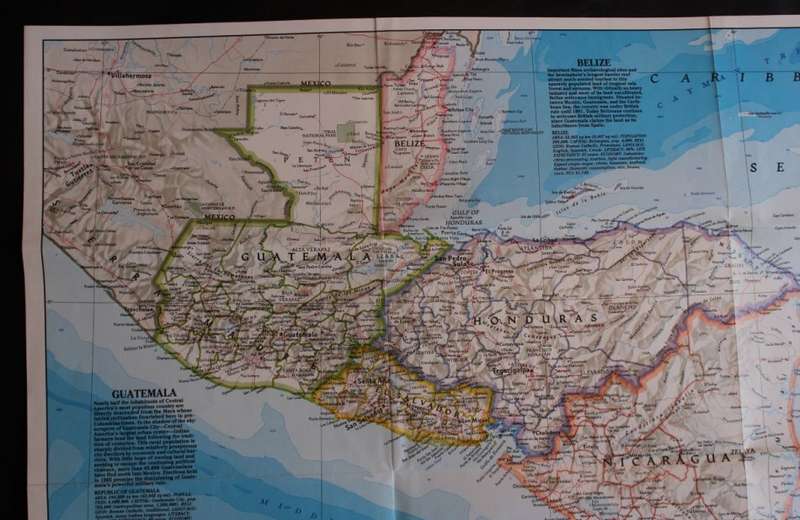 National Geographic Folded Map of Central America April 1986