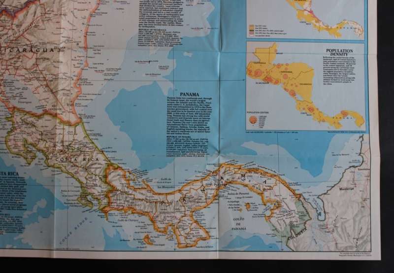 National Geographic Folded Map of Central America April 1986