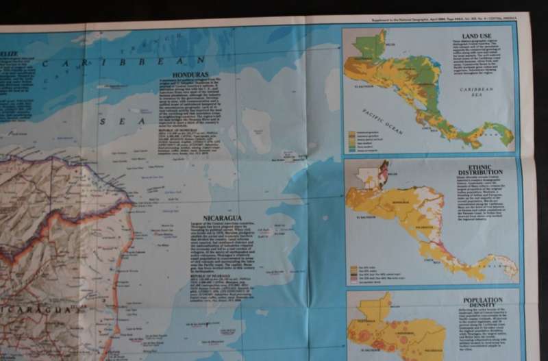 National Geographic Folded Map of Central America April 1986