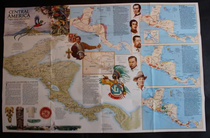 National Geographic Folded Map of Central America April 1986