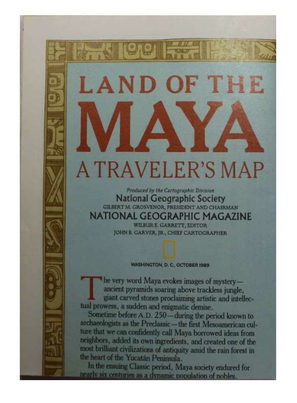 National Geographic Folded Map of the Land Of The Maya Oct 1989
