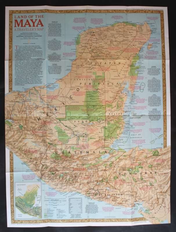 National Geographic Folded Map of the Land Of The Maya Oct 1989