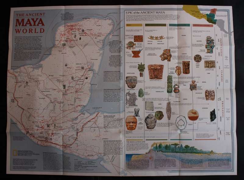 National Geographic Folded Map of the Land Of The Maya Oct 1989