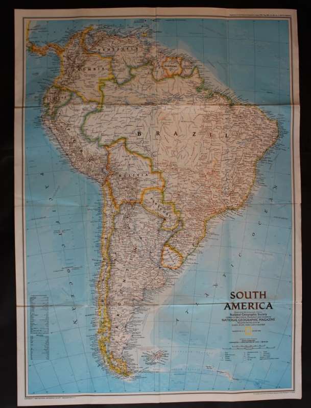 National Geographic Folded Map of South America Aug 1992
