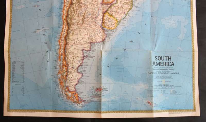 Vintage National Geographic Folded Map of South America Oct 1972