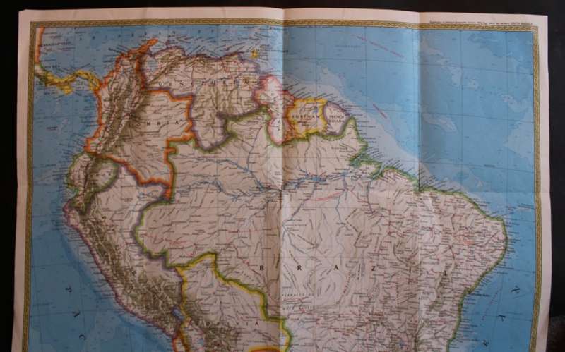 Vintage National Geographic Folded Map of South America Oct 1972