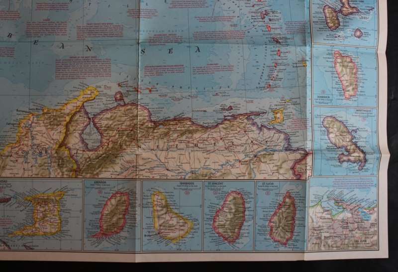 Vintage National Geographic Folded Map of Central America and the West Indies Jan 1970