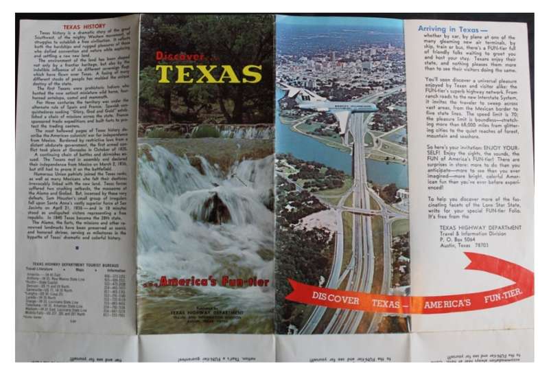 3 x Vintage Folded Brochures Texas Tourist Information Guides