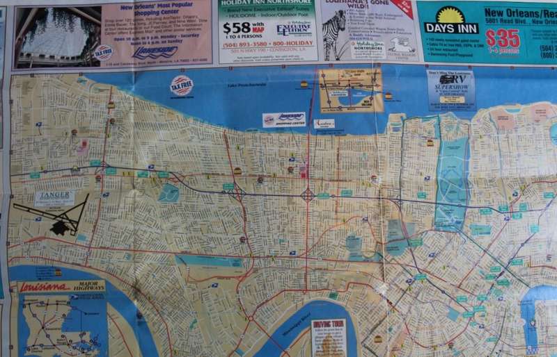 Vintage Folded Map New Orleans Street Map Tourist Guide and City Plan  1990`s