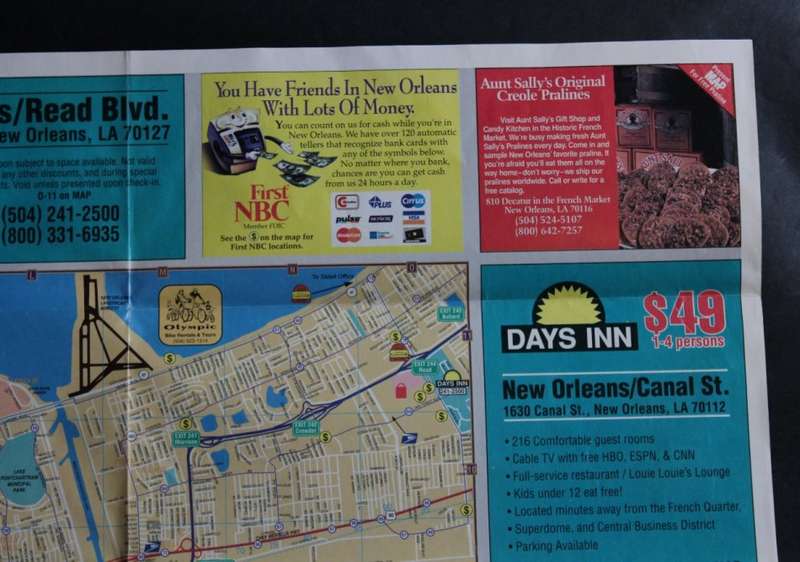 Vintage Folded Map New Orleans Street Map Tourist Guide and City Plan  1990`s