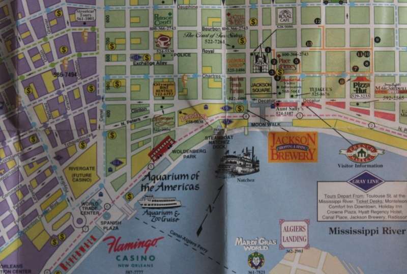 Vintage Folded Map New Orleans Street Map Tourist Guide and City Plan  1990`s
