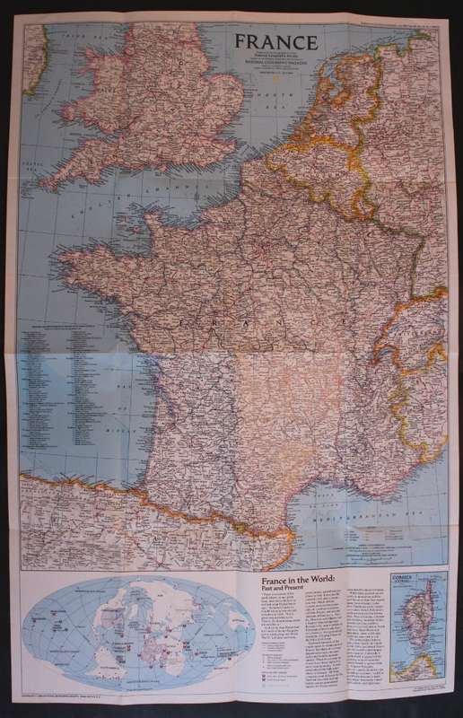 National Geographic Folded Map of France July 1989