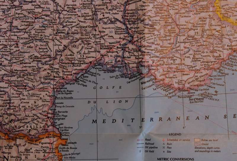 National Geographic Folded Map of France July 1989