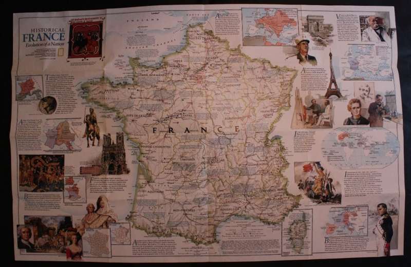 National Geographic Folded Map of France July 1989